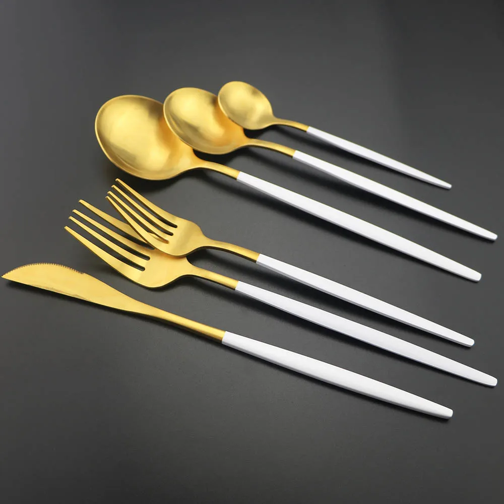 30Pcs Gold Cutlery Set Stainless Steel Dinnerware Flatware Set Knife Fork Spoon Dinner Silverware Kitchen Party Tableware Set|Juegos de vajilla| - AliExpress