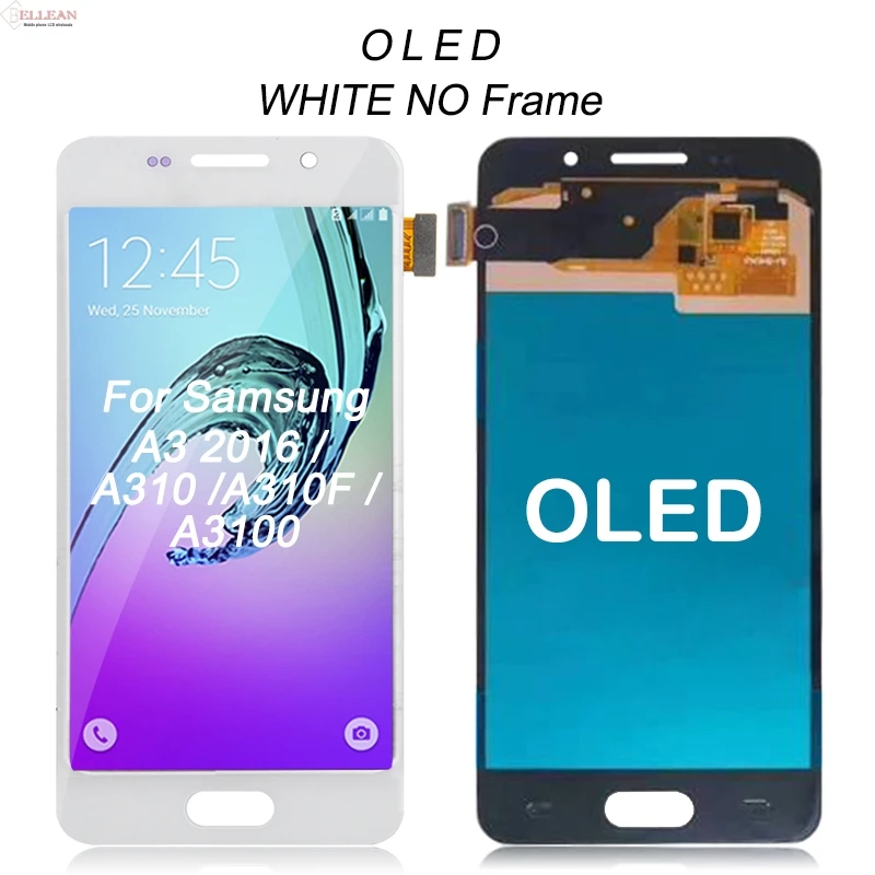 Акция Catteny A310F ЖК-дисплей для samsung Galaxy A310 Lcd кодирующий преобразователь сенсорного экрана в сборе A3 дисплей - Цвет: OLED White