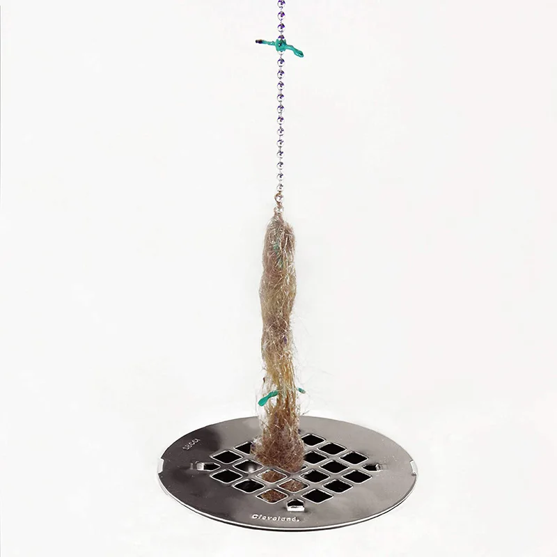 2Pcs Premium Drain Hair Catcher Flower Shower Hair Cleaning Chain Bathroom Drain Strainer Hair Catcher Chain Hook 3