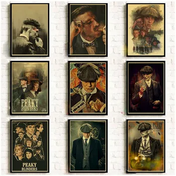 

British high score crime drama Peaky Blinders poster hight quality retro painting home decor wall art room wall stickers 42x30cm