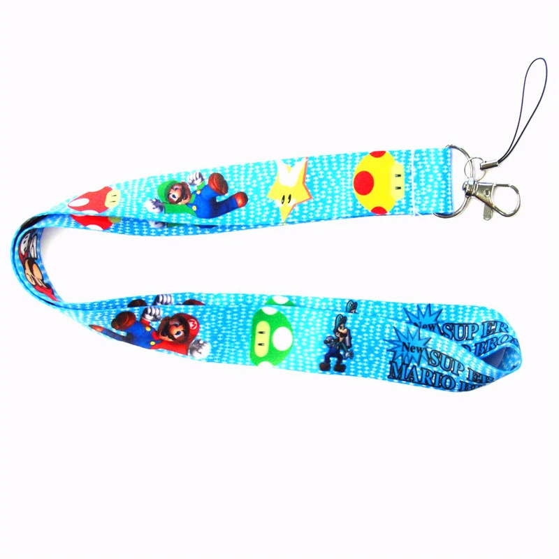 New cartoon pattern neck lanyard keychain ID card gym mobile phone belt USB badge clip DIY sling - Цвет: F