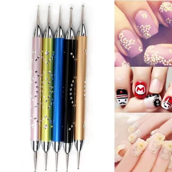 

Dual-ended Nail Dotting Pen Crystal Beads Handle Multifunctional Rhinestone Studs Picker Wax Pencil Manicure Nail Tool 5Pcs/Set