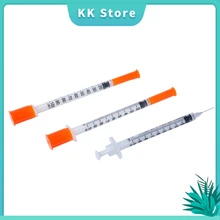 

1ml Disposable Safety Sterile Insulin Syringe Orange Cap Plastic Liquid Dispenser 10pcs/20pcs/50pcs/100pcs