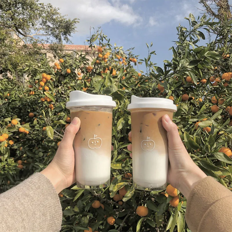 Kawaii Plastic Water Bottle water bottle sports water bottle sports bottle stainless steel water bottle plastic water bottle for Juice Milk Tea Coffee Tritan School Leak-proof Drinking Bottle Portable Creative Cups BPA Free