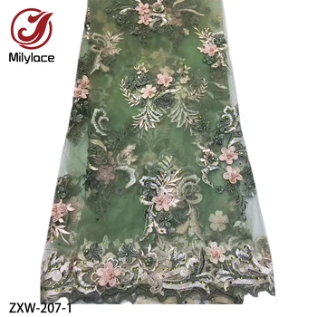 

Delicate Embroidery 3D Flower Lace Fabric 2019 High Quality French Tulle Mesh Lace Fabric for Wedding Dress ZXW-207