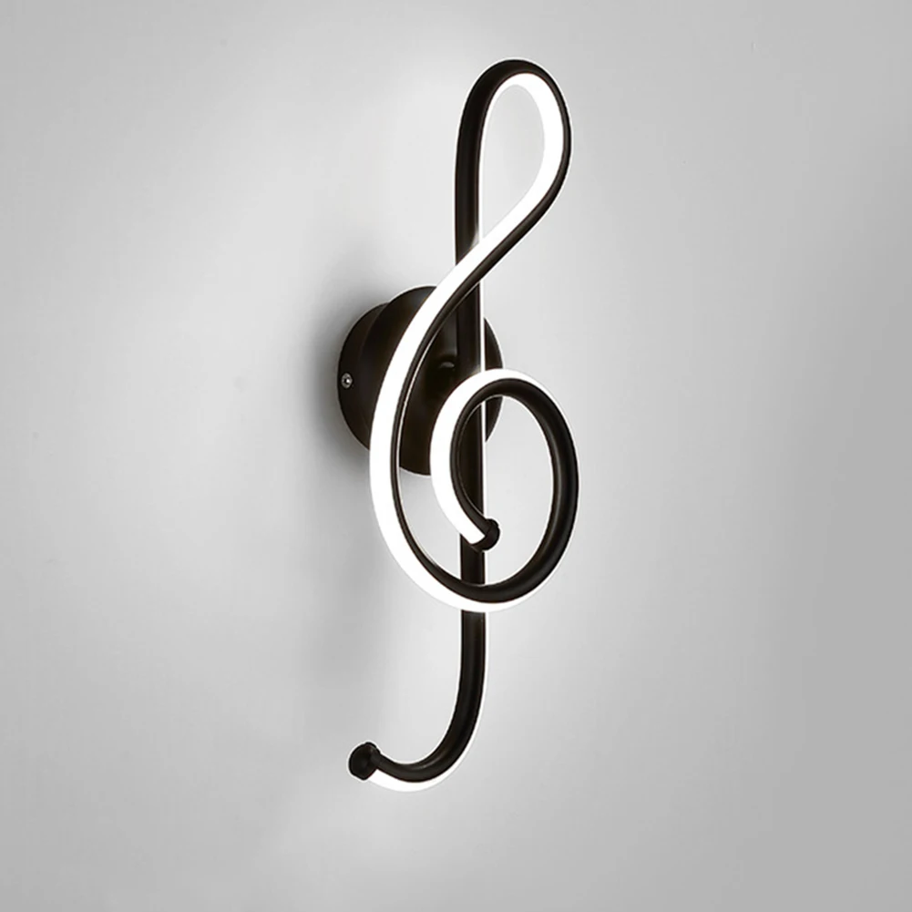 Creative LED Musical Note Design Wall-Mounted Lamp Modern LED Musical Note Bedside Spiral Night Light Indoor black wall lights Wall Lamps