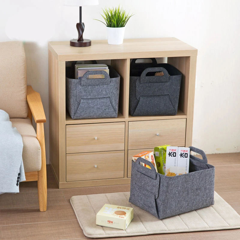 

Felt Storage Basket Durable with Soft Handle Folding Collapsible Space-Saving Storage Box Perfect Solution for Office Laundry