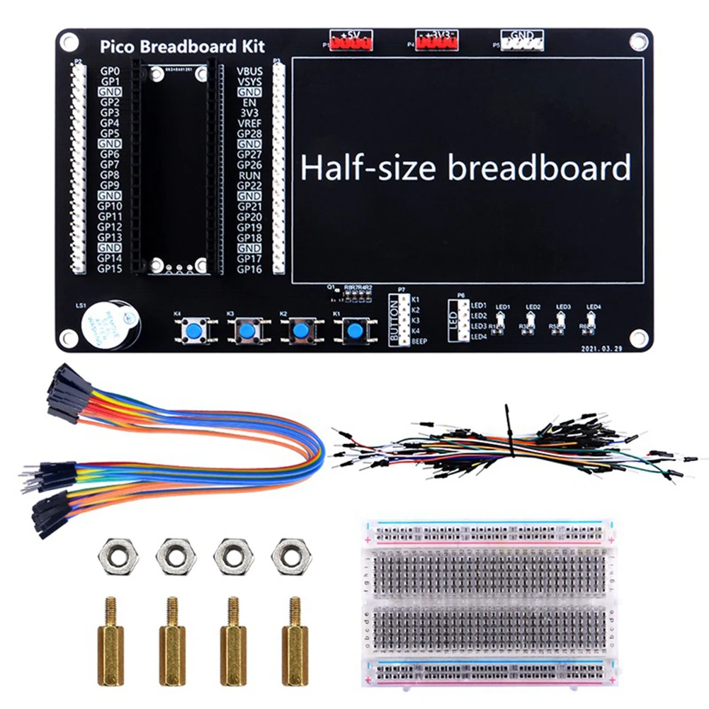 Breakout Breadboard For Raspberry Pi Pico Half-Size Built-in LED Light Button Buzzer Module Testing Circuit Board Accessories | Компьютеры