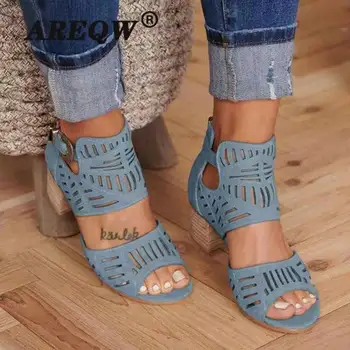 

Women Sandals High Heel Gladiator Buckle Strap Fashion Shoes Woman Sandalias Mujer 2020 Summer Ladies Sandals Plus Size 35-43