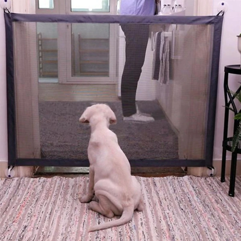 Portable Doorway Mesh Gate Folding Stair Gate Pet Isolation Net Indoor and Outdoor Safety Gate Convenient in and out