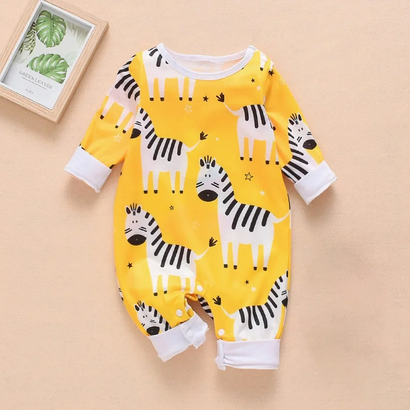 Newborn Boys Girls Autumn Winter Cotton Rompers Crawling Suit Baby Cute Cartoon Long-sleeved Jumpsuit Boy Girl Costume | Детская одежда