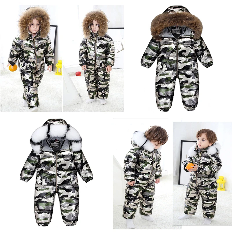 Boy Baby Jacket 80% Duck Down Outdoor Infant Clothes Girl Boys Kids Jumpsuit 2~5y Russian Winter Snowsuit warm baby clothes