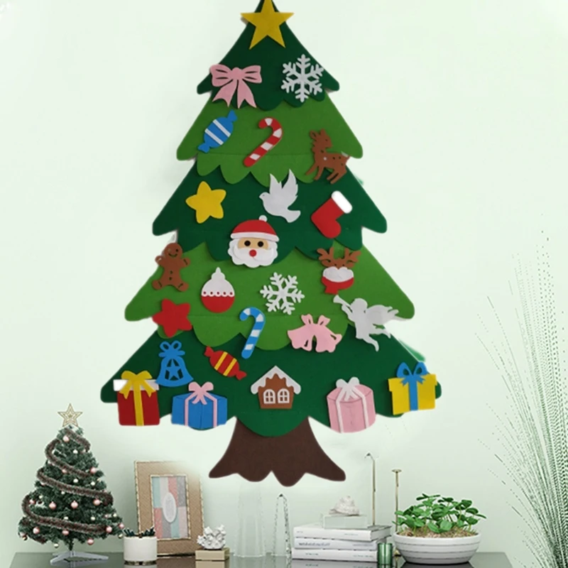 Promotion-Creative Felt Christmas Tree for Kids 3.2Ft Diy Christmas Tree with Toddlers 25Pcs Ornaments for Children Xmas Gifts
