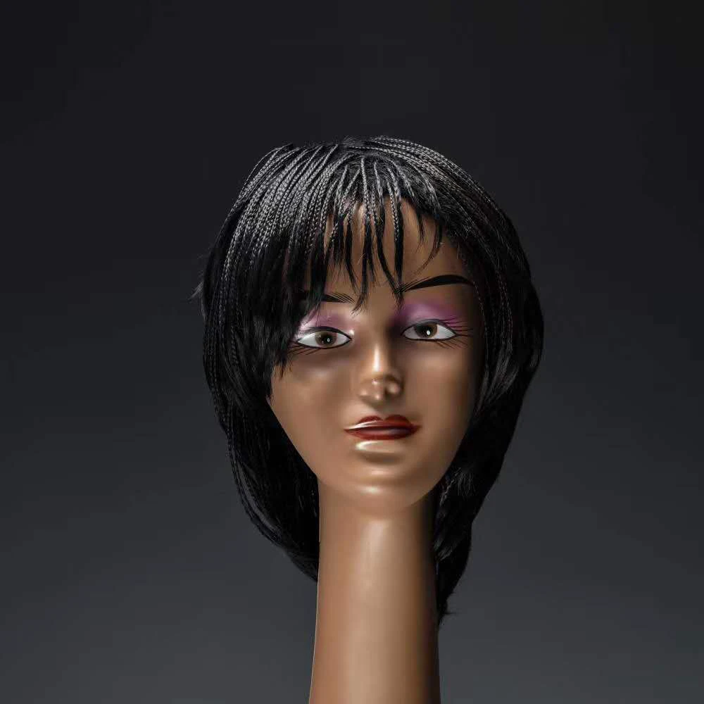 Sissi's Braided Bob Box Braids Wig With Bangs Synthetic Heat Resistant Fiber Hair Crochet Twist Cosplay Hair For Black Women