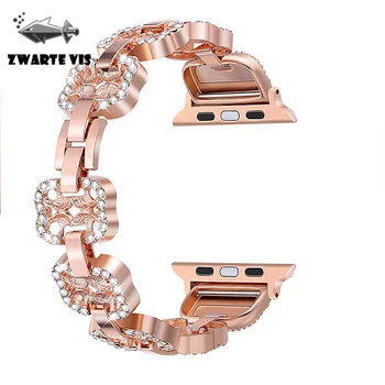 

Diamond Clover Stainless Steel for Apple Watch 2/3/4/5 Crystal Strap Diamond Luxury watchband bracelet for iwatch 38/40/42/44mm