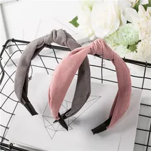 Трехъядерный корейский стиль, Осень-зима, стиль, для маленьких девочек, большие ободки, вельветовые резинки для волос с узлом, головная повязка, крутая девочка