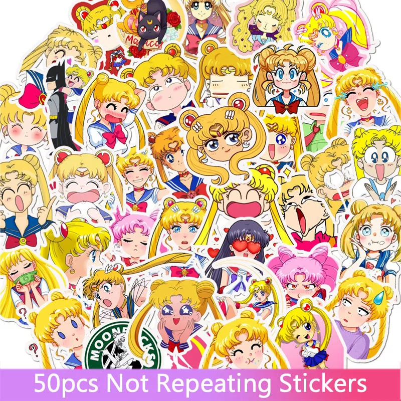 

50pcs Anime Sailor Moon Sticker Paster Cartoon Scrapbook Craft Decor Cosplay Costumes Prop Accessories stickers Toys