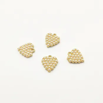 

New arrival! 15x14mm 100pcs Imitation pearls Heart shape charm for Hand Made Earring DIY parts,Jewelry Findings & Component