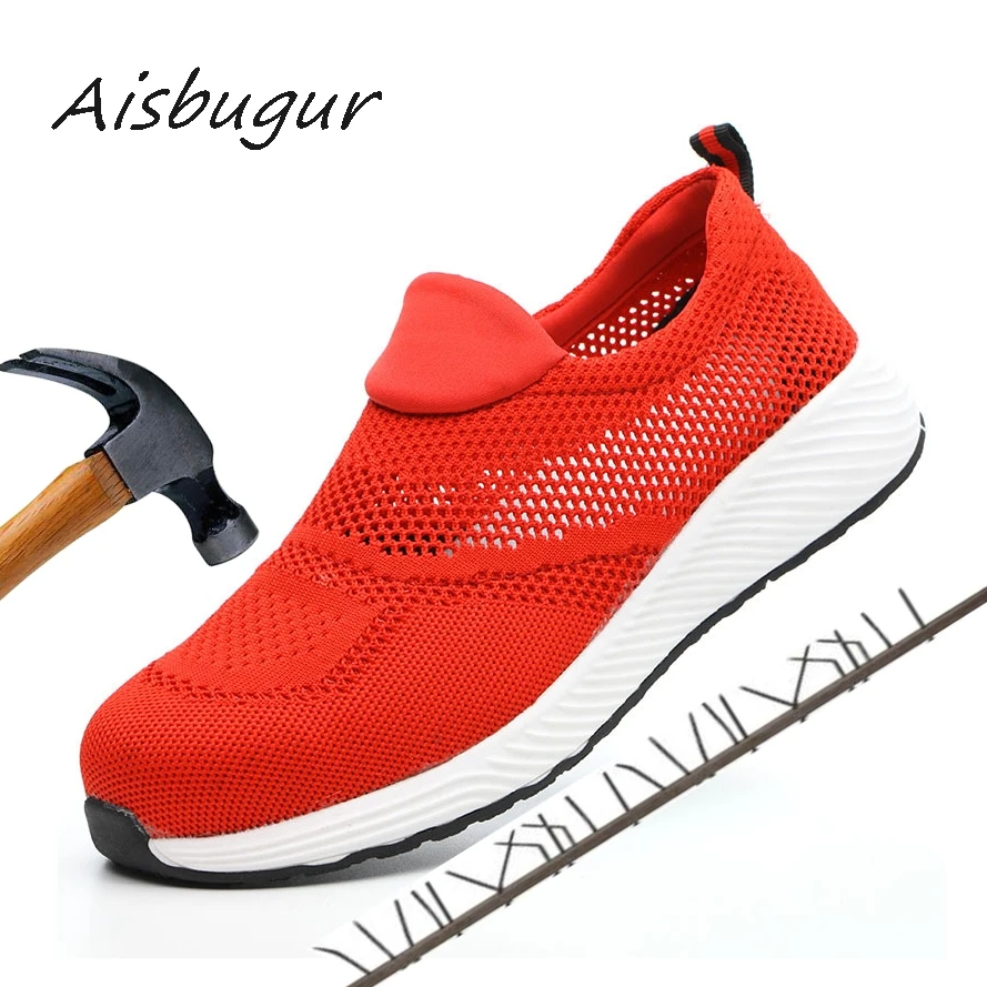 

Unisex Work Safety Boot Men Safety Shoes Air Mesh Steel Toe Work Sneakers Outdoor Breathable Comfortable Male Plus Size 36-46