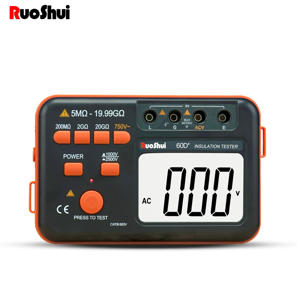 RuoShui VC60D Digital Insulation Short Circuit Tester Resistance 2500V