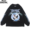 2020 Men Hip Hop T Shirt Streetwear Retro Angel Print Harajuku Tshirt Loose HipHop T-shirt Oversize Cotton Tops Tees Long Sleeve 1