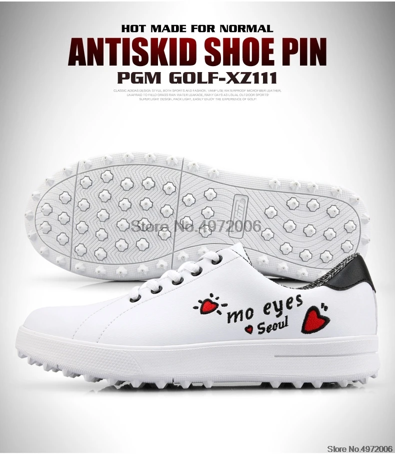 PGM Для женщин маленькие белые Гольф обувь дышащая Spikesless Anti-slip спортивная обувь Для женщин легкие тренировочные кроссовки для гольфа D0754