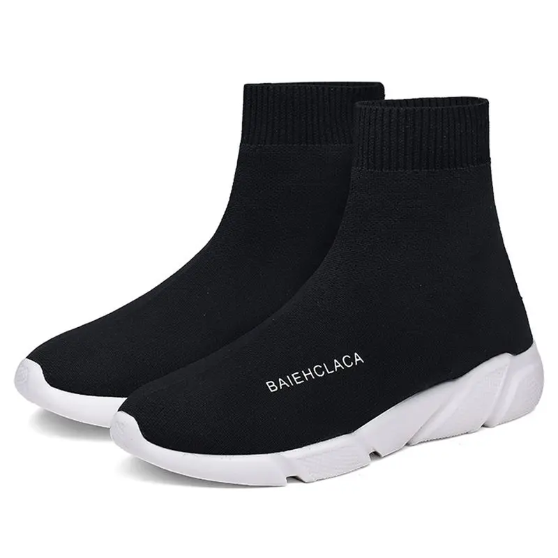 

Korean Trend Letter Mesh Casual Men Shoes 2019 Walking Couple Black Sneaker High Top Blue Running Breathable Sock Sport Shoes 47