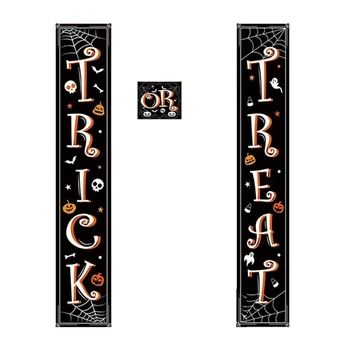 

Halloween Banner Hanging Decorations - Trick or Treat Porch Sign Front Door Home Outdoor Party Decor Supplies