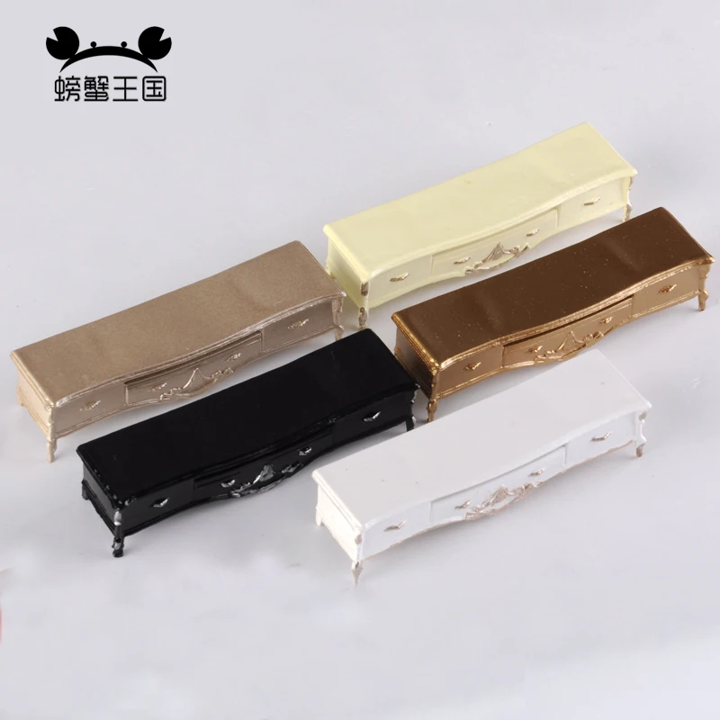 

1pcs Dollhouse European Style 1:25 TV cabinet Model Mini Furniture Miniature Doll Accessories Living Room