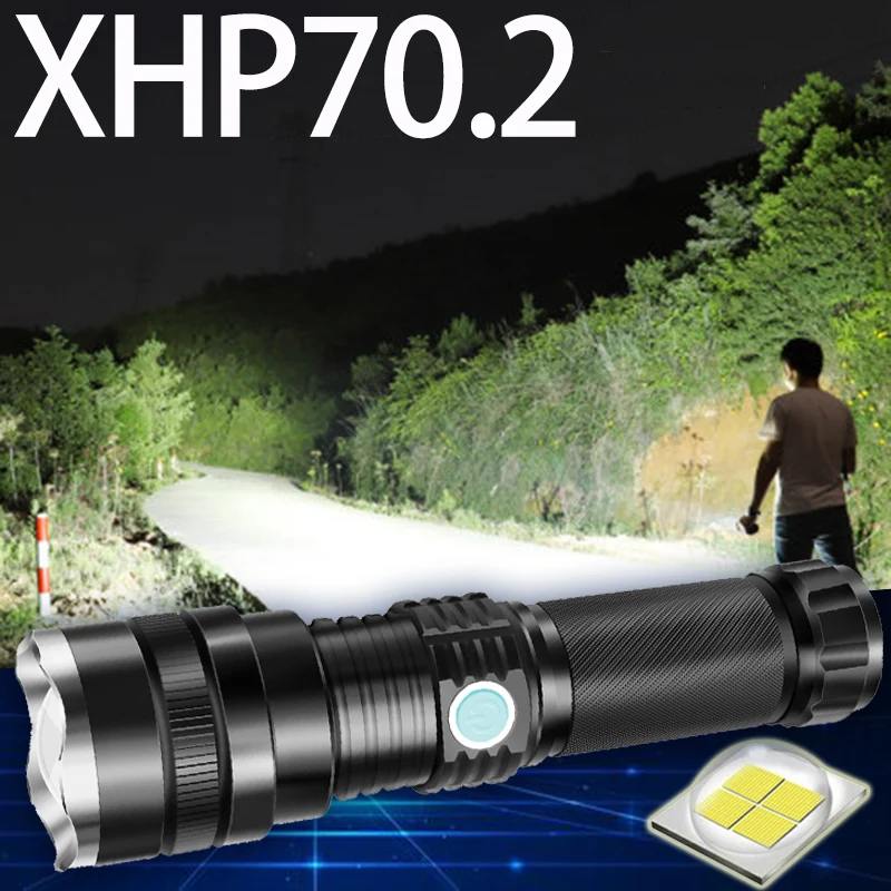 XHP70.2 мощный светодиодный светильник-вспышка, масштабируемый супер светильник фонарь, перезаряжаемый аккумулятор, водонепроницаемая лампа, ультра яркий фонарь для рыбалки