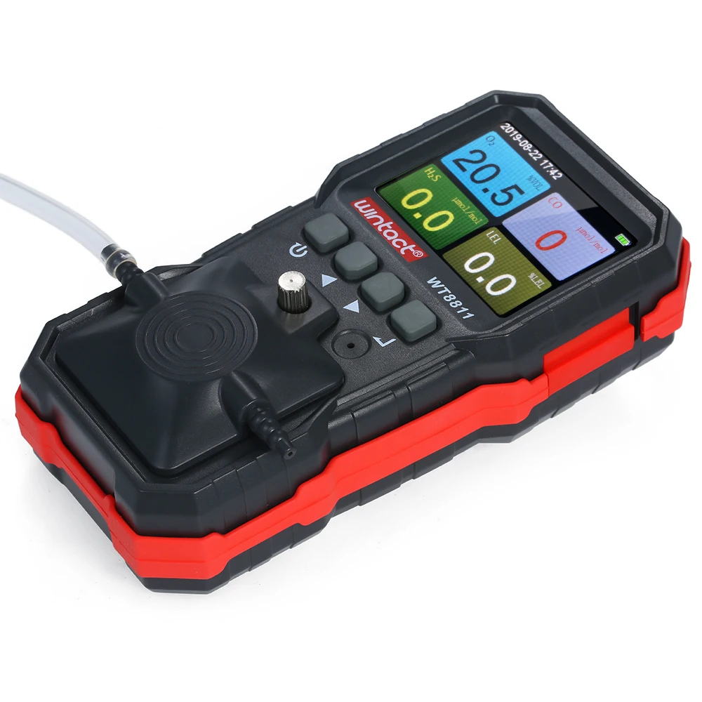 

Digital 4 in 1 Gas Carbon Monoxide Detector Oxygen Combustible Gas H2S Tester LCD Display Sound and Light Vibration Alarm