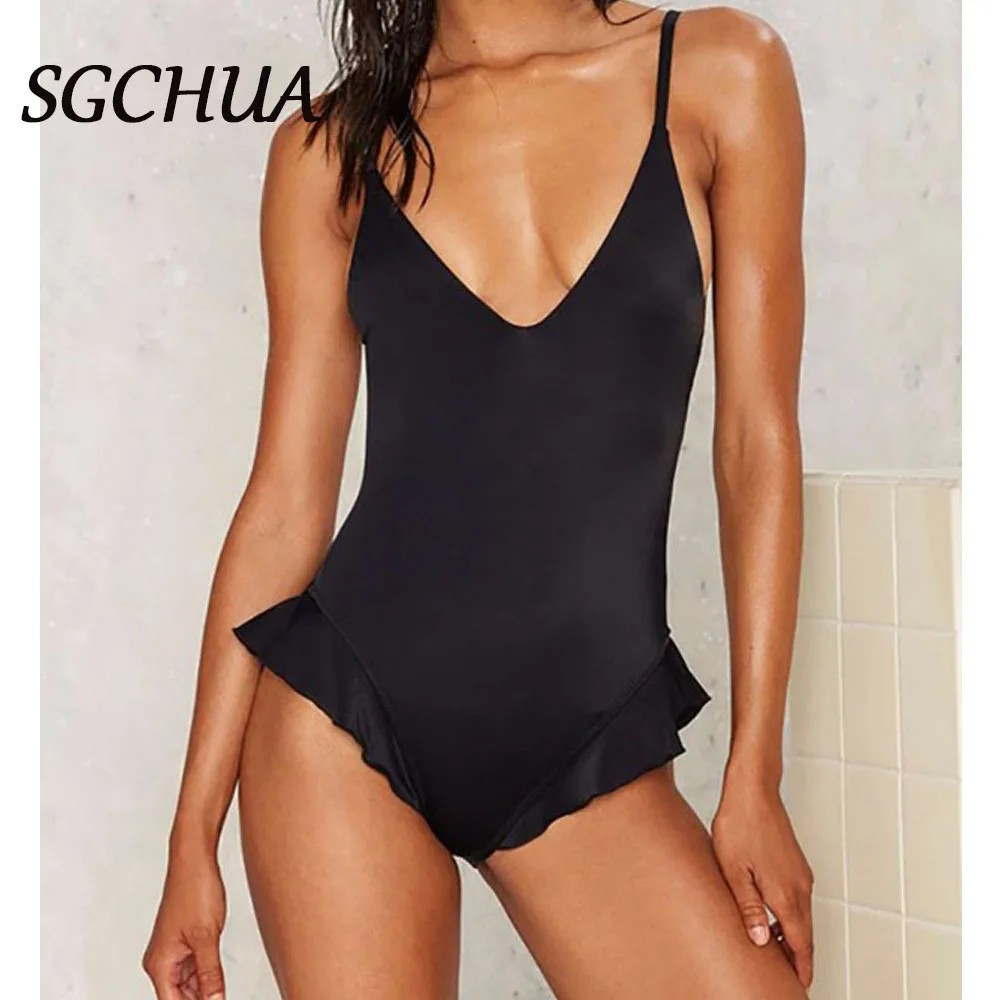 

Swimsuit Solid Cut Out Bikini Set Plus Size Ladies Swimsuit Sexy Deep V Neck Backless Strapless High Waist Skrit Shorts Bikini