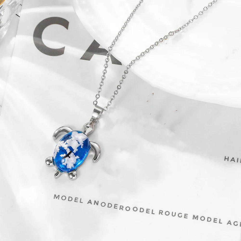 Модное Голубое Прозрачное сферическое ожерелье с кулоном из смолы для женщин, пары, ручная работа, креативное украшение с облаком неба, Новое поступление - Окраска металла: 19