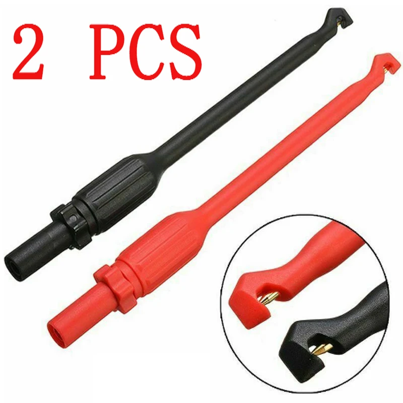 2Pcs 4mm Automotive Test Lead Kit Power Probe Wire-Piercing Clip Tools 
