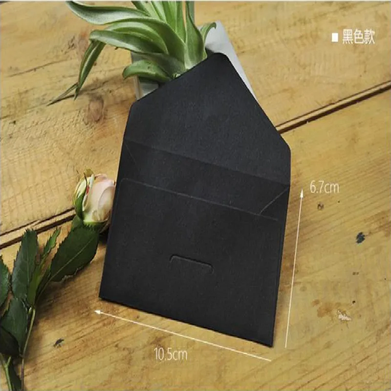 black envelope 50 шт./1 набор, белая, коричневая, черная крафт-бумага, конверты, винтажный Европейский стиль, конверт для карт, скрапбукинг, подарок - Цвет: black envelope