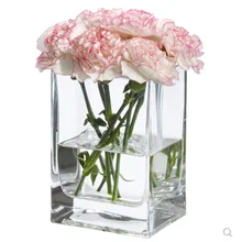 Простая небольшая ваза, стекло, Квадратный Настольный Топ, прозрачная ваза для цветов, Европейский квадратный рот аквариум бытовые украшения