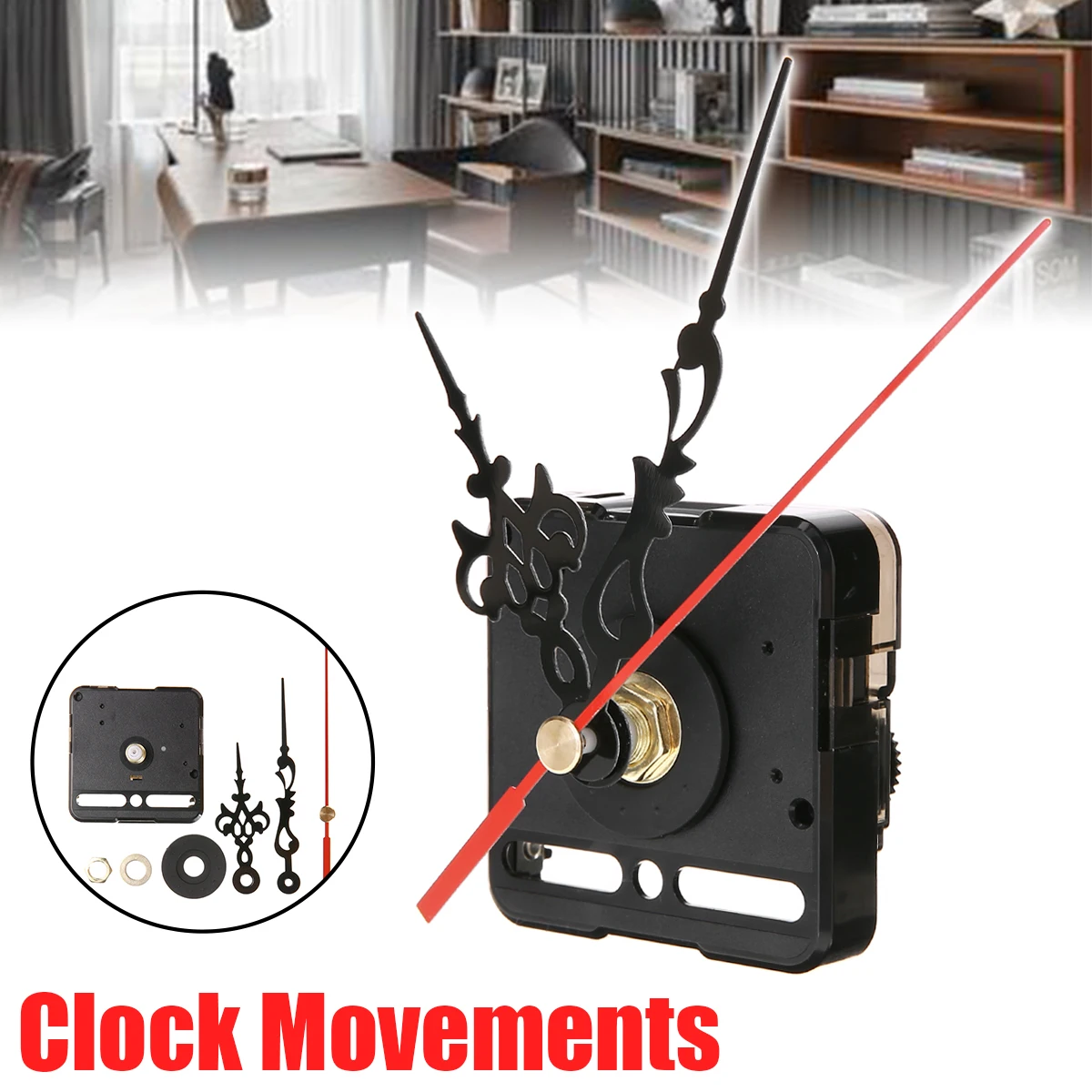 1 Set Replacement Wall Clock Movements with 13.5mm Shaft Length Silent Clock Mechanism Metal DIY