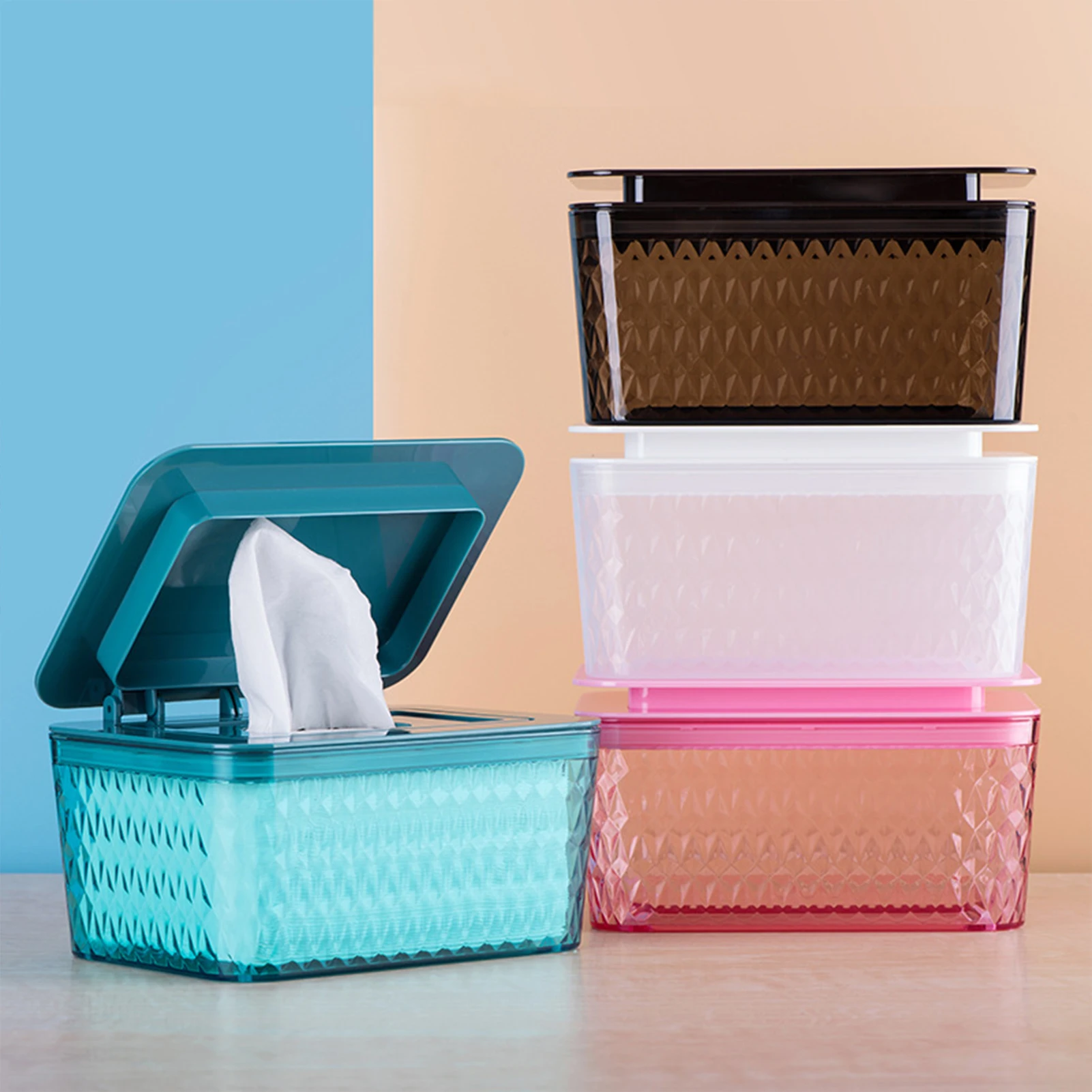 Plastic Wet Wipes Dispenser Holder Tissue Paper Box Case with Lid Home Storage 