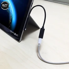 Fonte de alimentação fêmea tipo-c, 20cm 15v 3a carregamento rápido usb para microsoft surface pro 4 5 cabo adaptador dc de carregador pd de 6 go