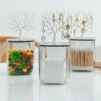 

Desktop Cosmetic Storage Box Jewelry Organizer Storage Container Candy Cotton Swab Makeup Remover Make Up Organizer For Bathroom