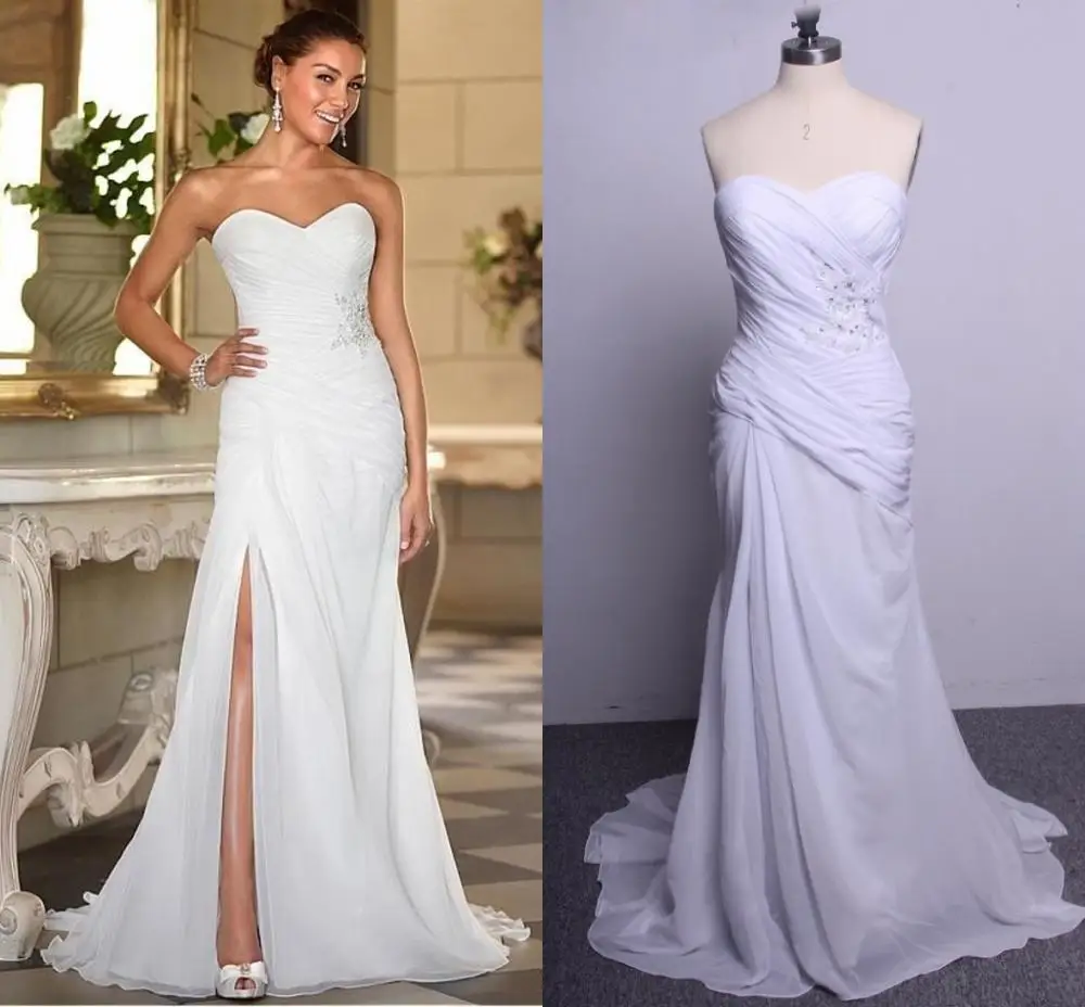 Vestido De Novia Con Apliques De Encaje Y Falda Con Apertura Lateral De Tul Brillante - Vestidos