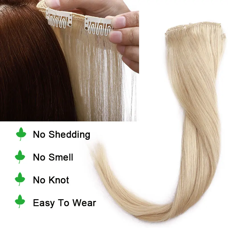 SEGO 10"-24" Straight Clip In Human Hair Extensions Thin Tail 8Pc/Set Natural Non-Remy Hair Clip Ins Brazilian 45g-75g