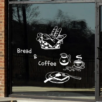 

Bread Coffee Shop Sticker Girl Bean Decal Cup Poster Vinyl Art Wall Decor Mural Decoration Break Bread Cafe Glass Decals