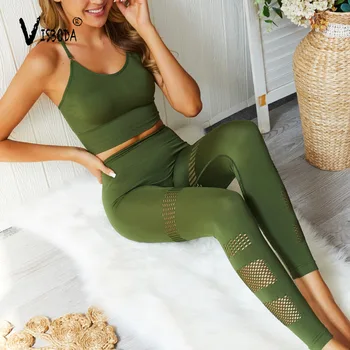 

Women Army Green Workout Seamless Tracksuit Tank And Legging 2 Piece Set Fashion Female Spandex Fitness High Waist Leggings Suit