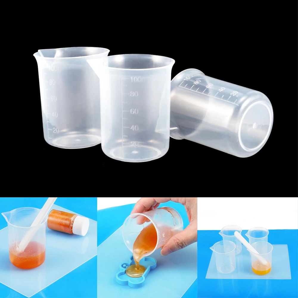 1/2/5Pcs 100ml Plastic Clear Scale Plastic Measuring Mixing Cup Liquid  Graduated Container For Epoxy Resin Silicone Making Tool aluminum alloy positioning block limit ruler woodworking line scribe diy adjustable precision measuring scale tool 200 500mm