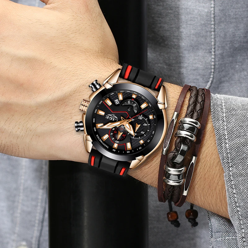 

LIGE New Top Men's Fashion Sports Watches Men Quartz Analog Date Clock Man Silicone Military Waterproof Watch Relogio Masculino