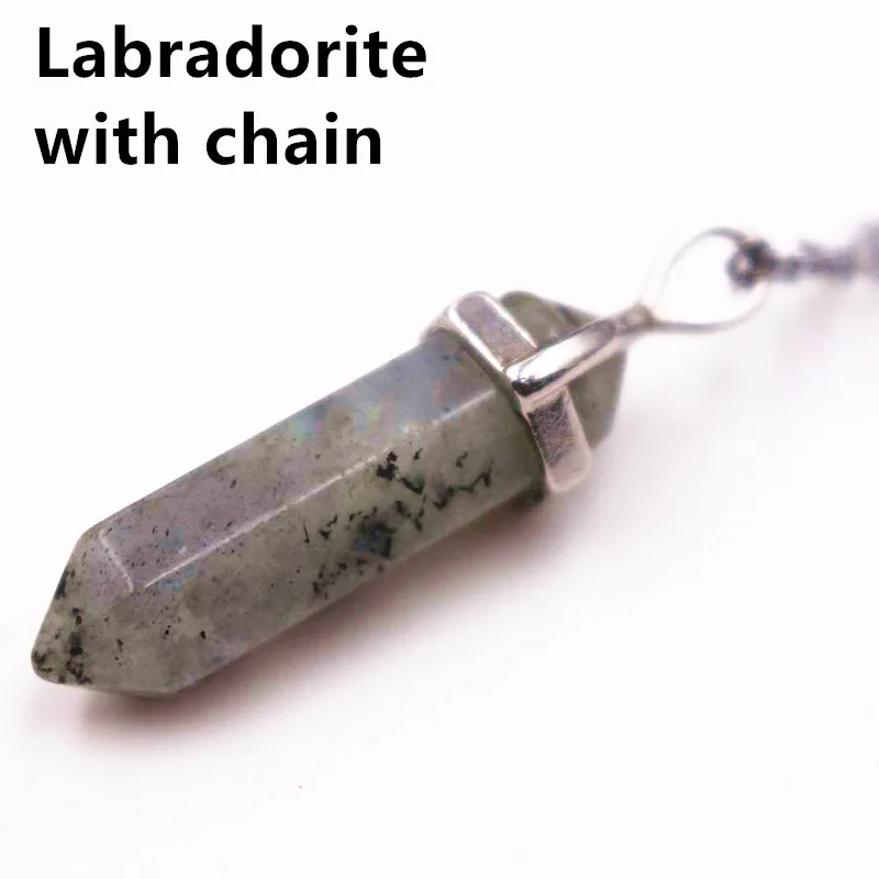 Натуральный камень lapis опал розовый фиолетовый кристалл Кварцевый Камень гексагональный кулон в форме колонны с цепочкой ожерелье модное ювелирное изделие подарок - Окраска металла: Labradorite