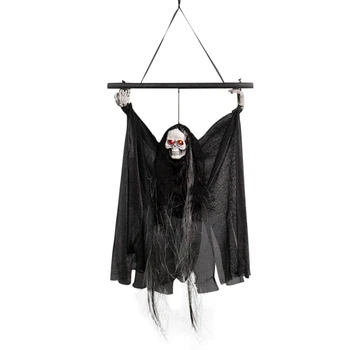

2019 New Arrival Hanging Decoration Hang Rod Ghost With Sound And Red Light Halloween Props Festive Decoration