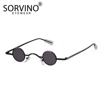 

SORVINO 2020 Retro Sunglasses For Women Men Brand Designer 90S Skinny Small Round Sun Glasses Black Yellow Shades Holographic