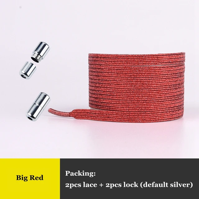 Elastic No Tie Shoelaces Colorful Flat Shoe laces Sneakers shoelace Metal Lock Lazy Laces for Kids Adult One size fits all shoes Red